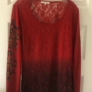 Miss Me long sleeve hombre lace top. Sz L